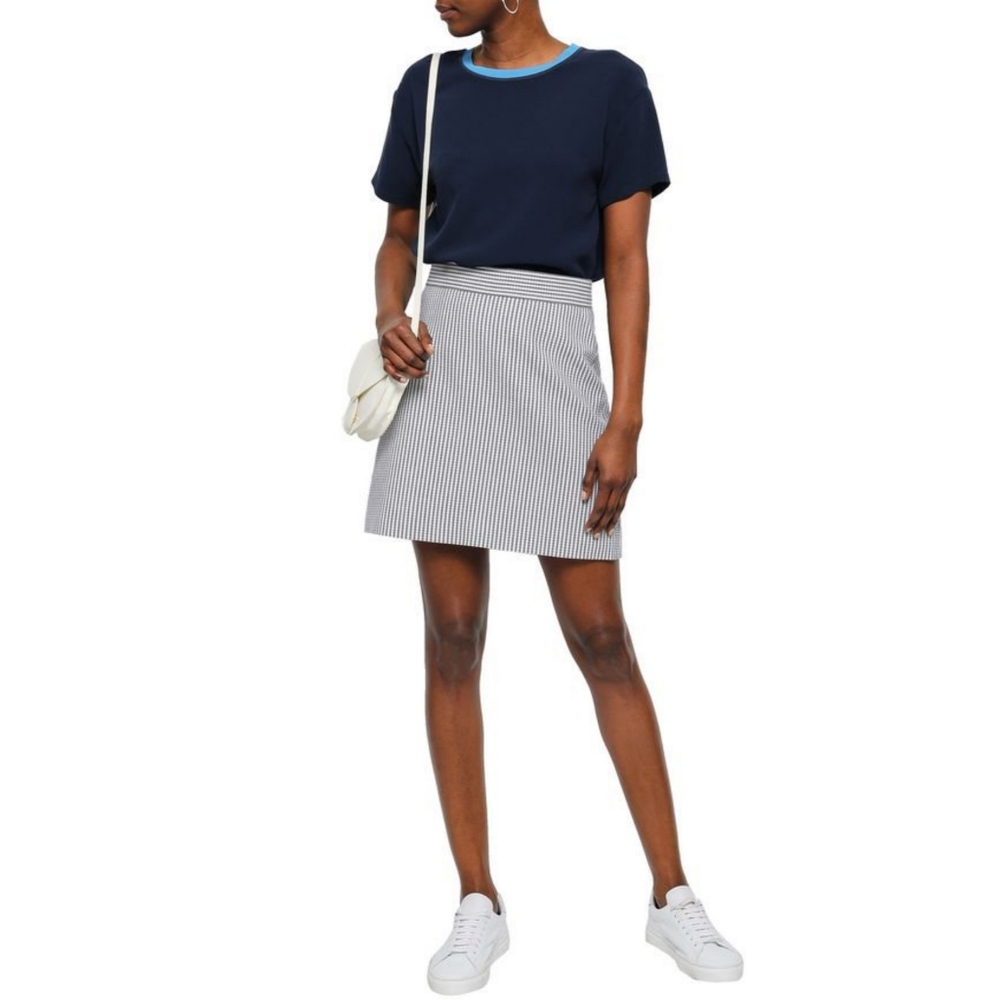 Theory striped cotton/wool mini skirt